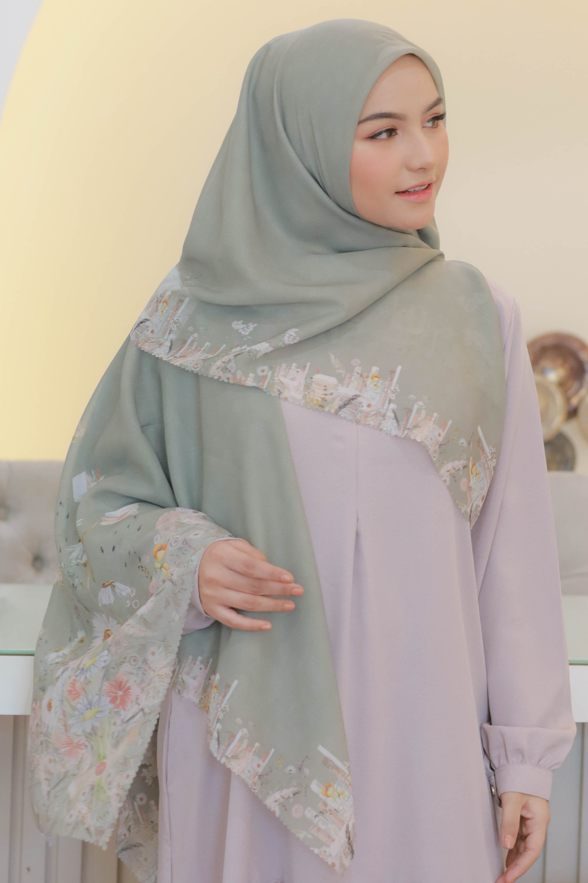Zinnia Mini - Scarf Square Premium Polycotton | Harvest Green - NK73.5