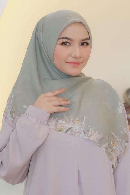Zinnia Mini - Scarf Square Premium Polycotton | Harvest Green - NK73.5