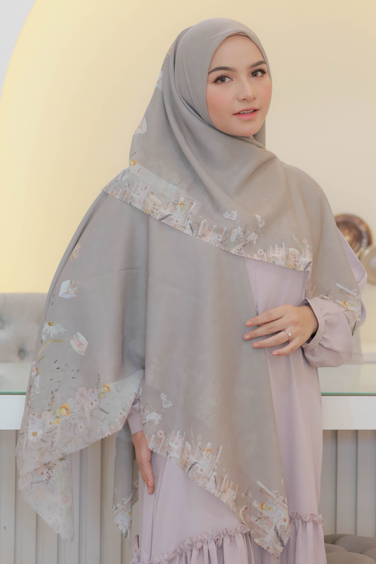 Zinnia Mini - Scarf Square Premium Polycotton | Harvest Grey - NK73.6
