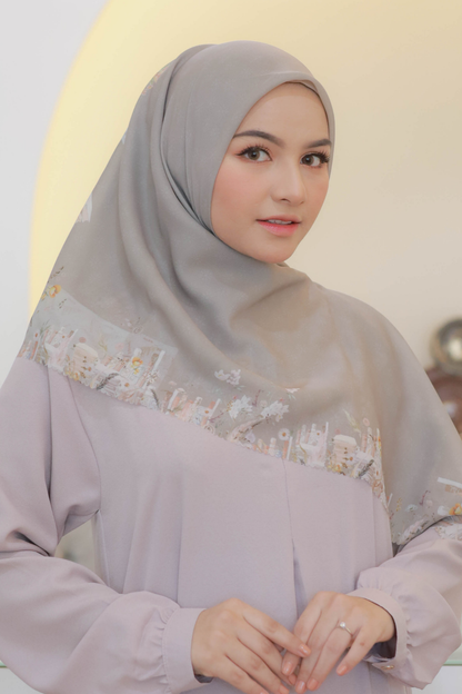 Zinnia Mini - Scarf Square Premium Polycotton | Harvest Grey - NK73.6