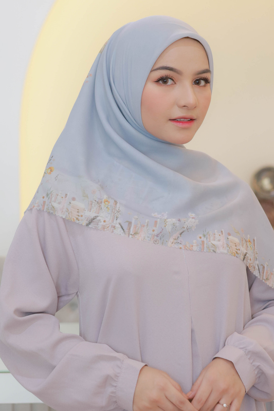 Zinnia Mini - Scarf Square Premium Polycotton | Ice Grey - NK73.7