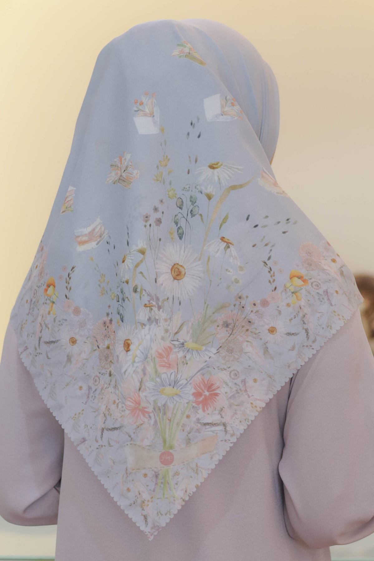 Zinnia Mini - Scarf Square Premium Polycotton | Ice Grey - NK73.7
