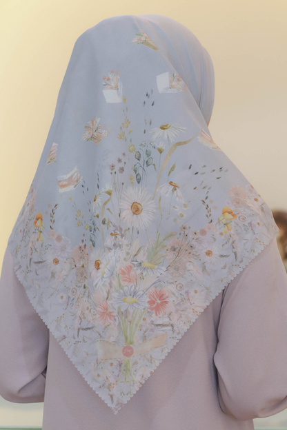 Zinnia Mini - Scarf Square Premium Polycotton | Ice Grey - NK73.7