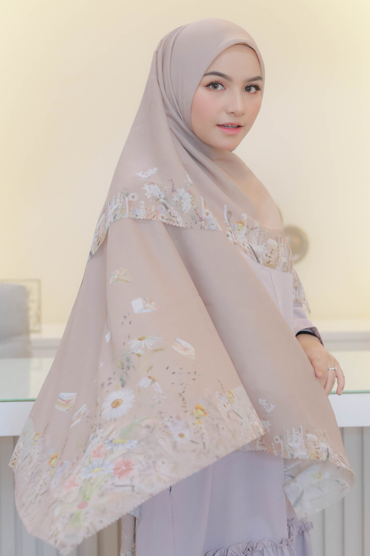 Zinnia Mini - Scarf Square Premium Polycotton | Khaki - NK73.9