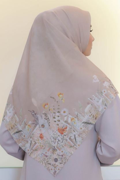 Zinnia Mini - Scarf Square Premium Polycotton | Khaki - NK73.9