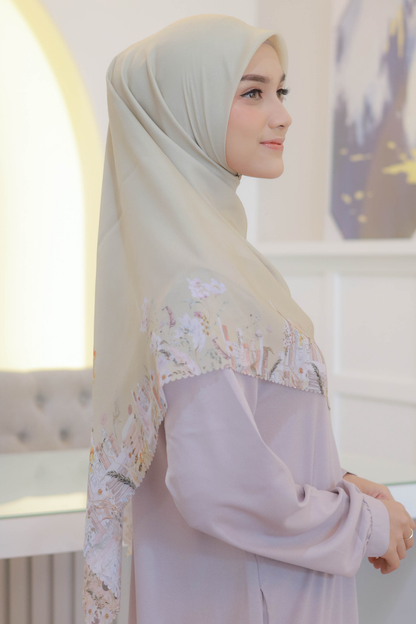 Zinnia JUMBO Mini Pattern - Scarf Square Premium Polycotton XL | Yellow Cream - NM73.10