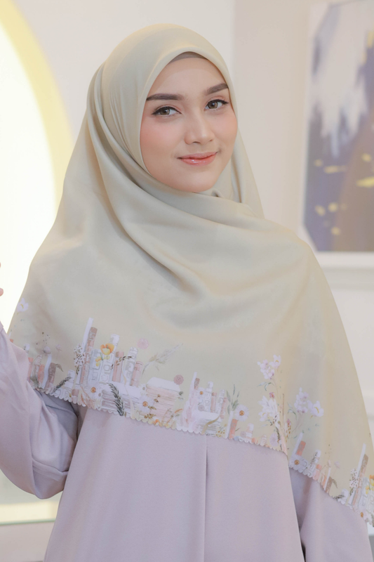 Zinnia JUMBO Mini Pattern - Scarf Square Premium Polycotton XL | Yellow Cream - NM73.10