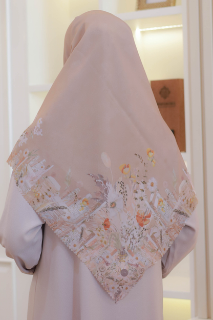 Zinnia JUMBO Mini Pattern - Scarf Square Premium Polycotton XL | Caramel - NM73.2