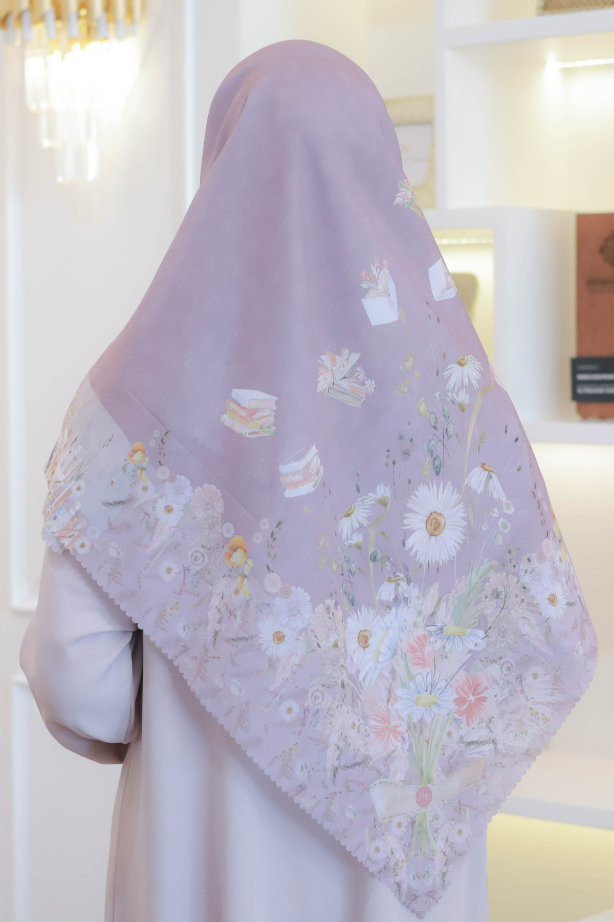 Zinnia JUMBO Mini Pattern - Scarf Square Premium Polycotton XL | Dusky - NM73.4