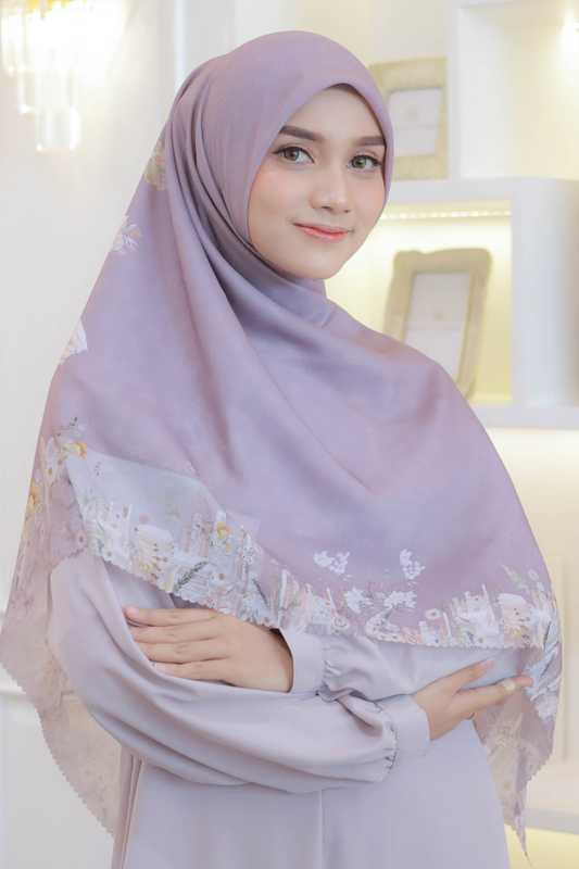 Zinnia JUMBO Mini Pattern - Scarf Square Premium Polycotton XL | Dusky - NM73.4