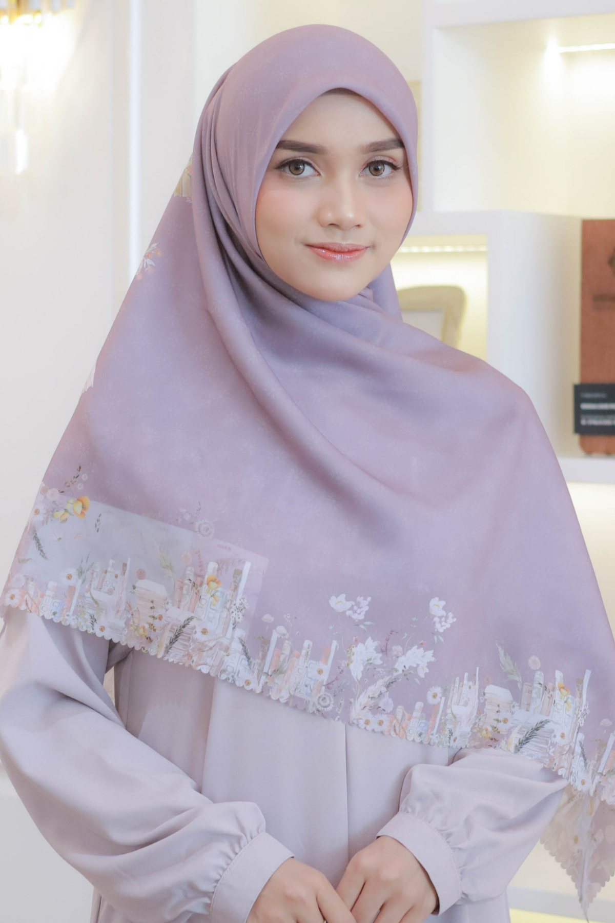 Zinnia JUMBO Mini Pattern - Scarf Square Premium Polycotton XL | Dusky - NM73.4