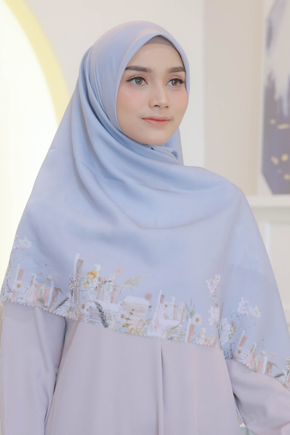 Zinnia JUMBO Mini Pattern - Scarf Square Premium Polycotton XL | Ice Grey - NM73.7
