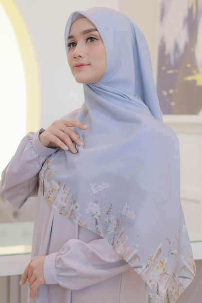 Zinnia JUMBO Mini Pattern - Scarf Square Premium Polycotton XL | Ice Grey - NM73.7