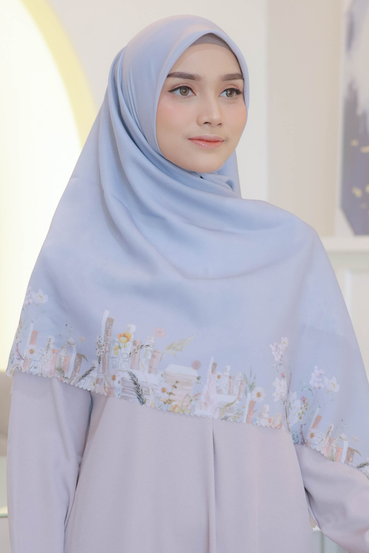 Zinnia JUMBO Mini Pattern - Scarf Square Premium Polycotton XL | Ice Grey - NM73.7
