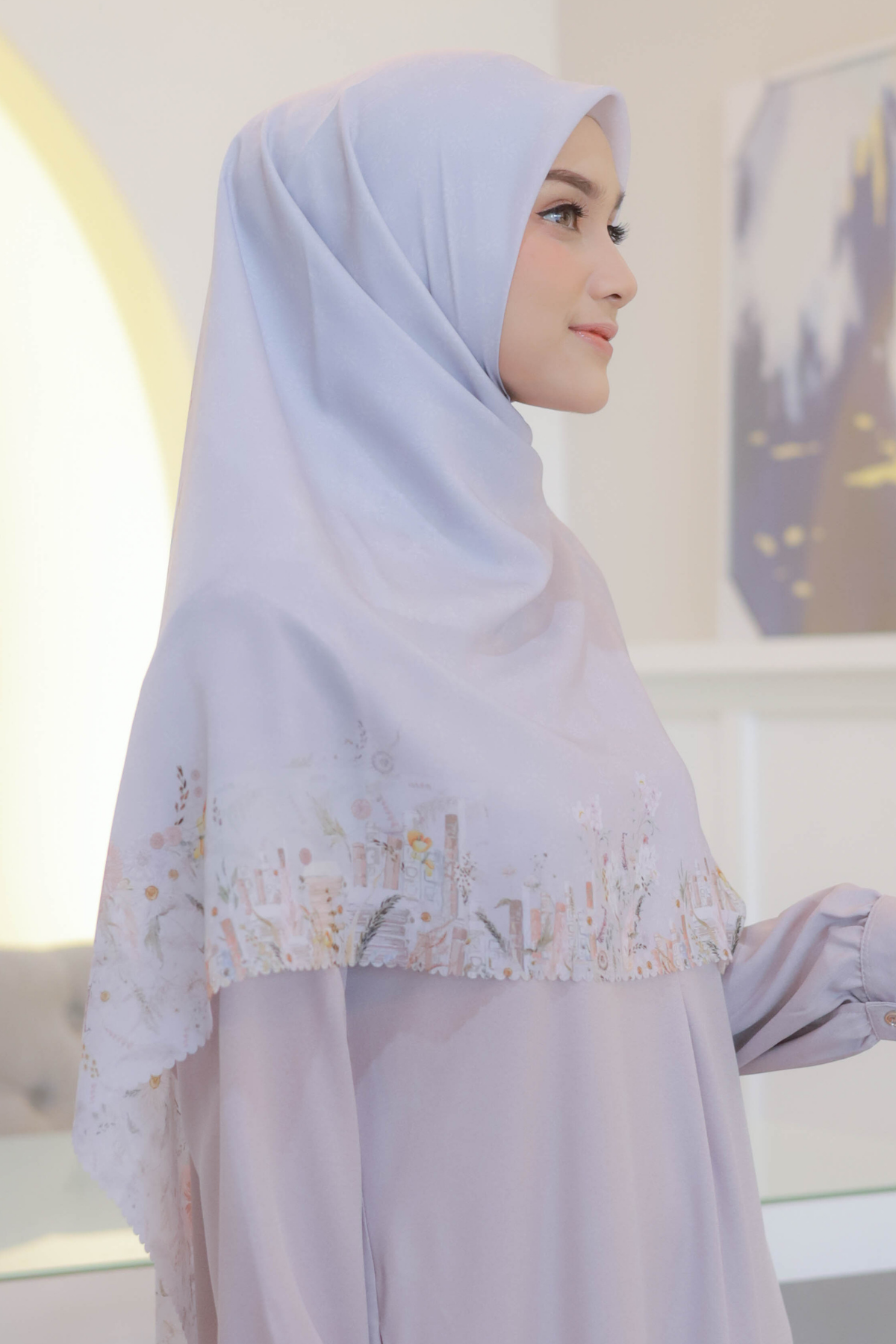 Zinnia JUMBO Mini Pattern - Scarf Square Premium Polycotton XL | Jasmine - NM73.8