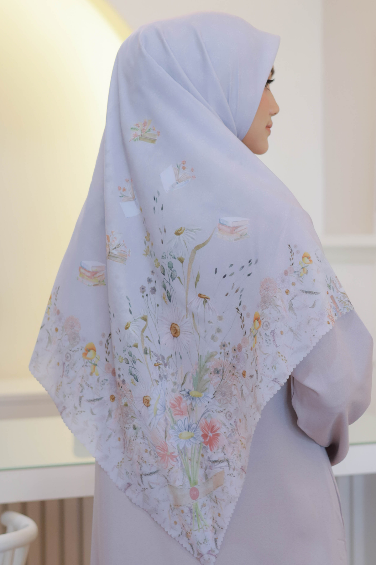 Zinnia JUMBO Mini Pattern - Scarf Square Premium Polycotton XL | Jasmine - NM73.8