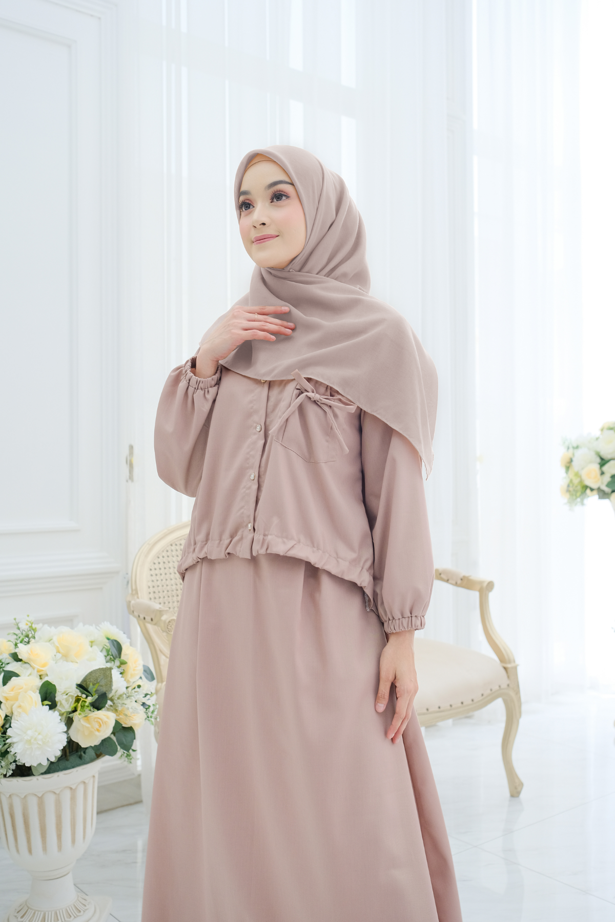 Segiempat Lina Voal - NV23.26 Cream Pink