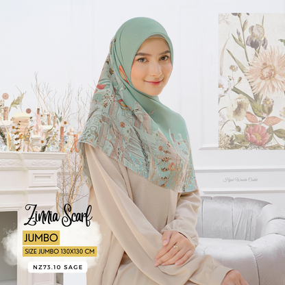 Zinnia JUMBO - Scarf Square Premium Polycotton XL  | Sage - NZ73.10