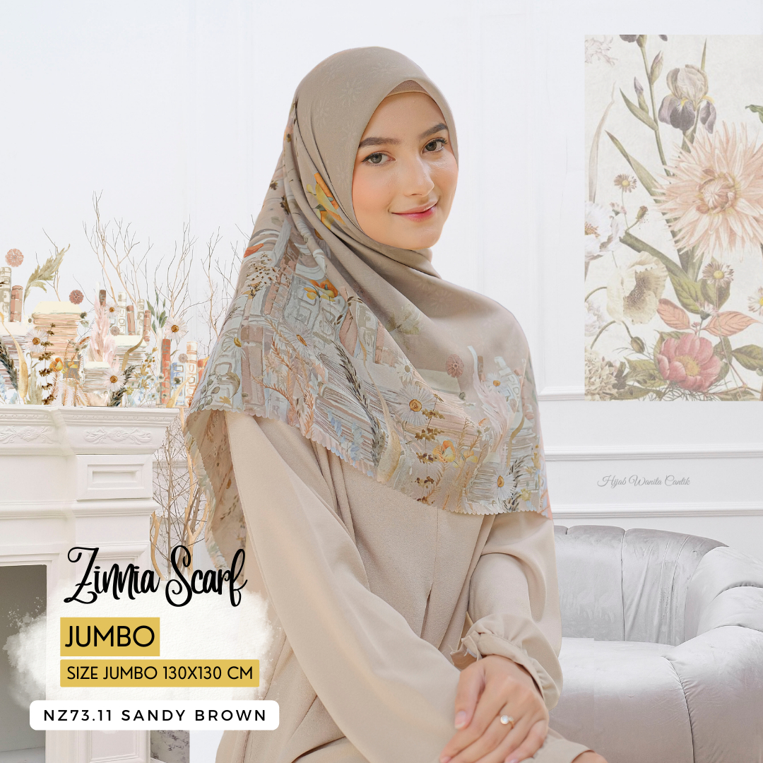 Zinnia - Scarf Square Premium Polycotton XL - Sandy Brown - NZ73.11