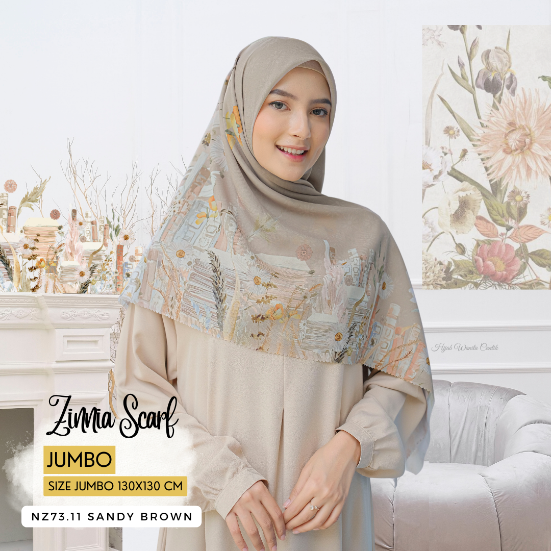 Zinnia - Scarf Square Premium Polycotton XL - Sandy Brown - NZ73.11