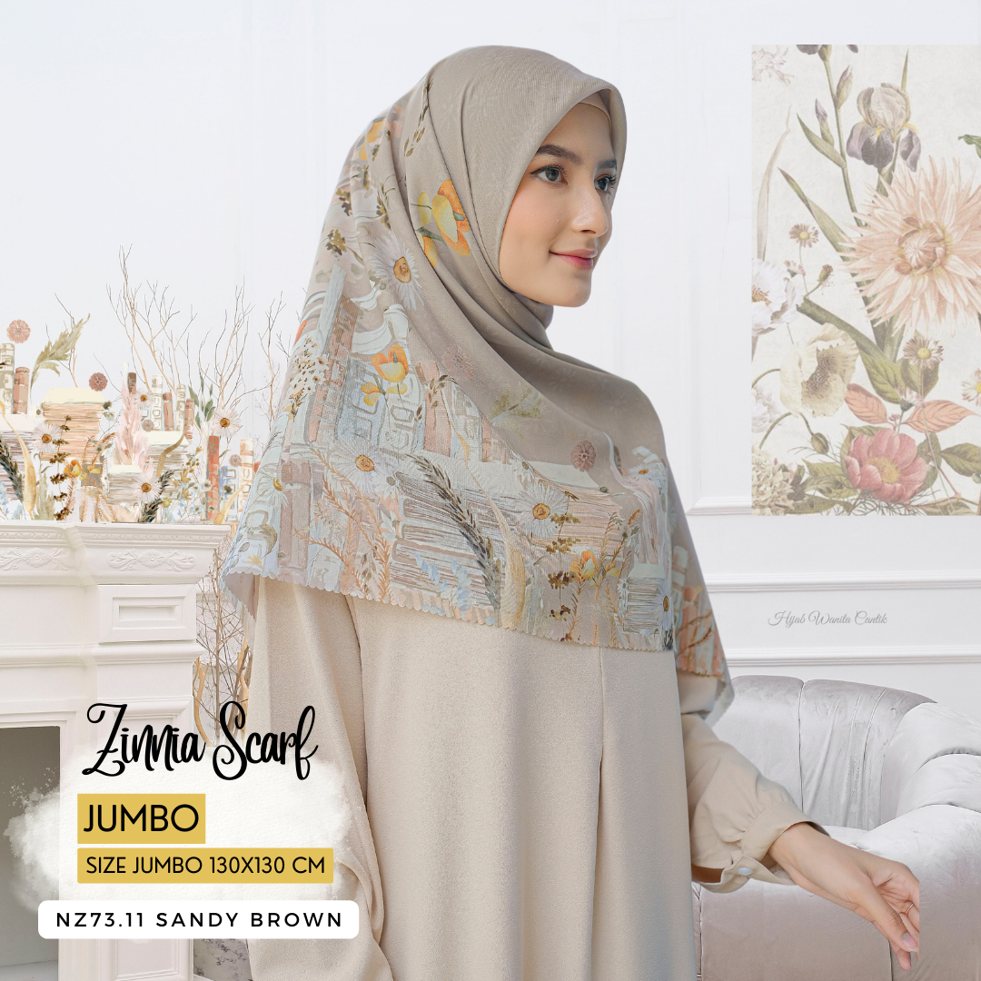 Zinnia - Scarf Square Premium Polycotton XL - Sandy Brown - NZ73.11