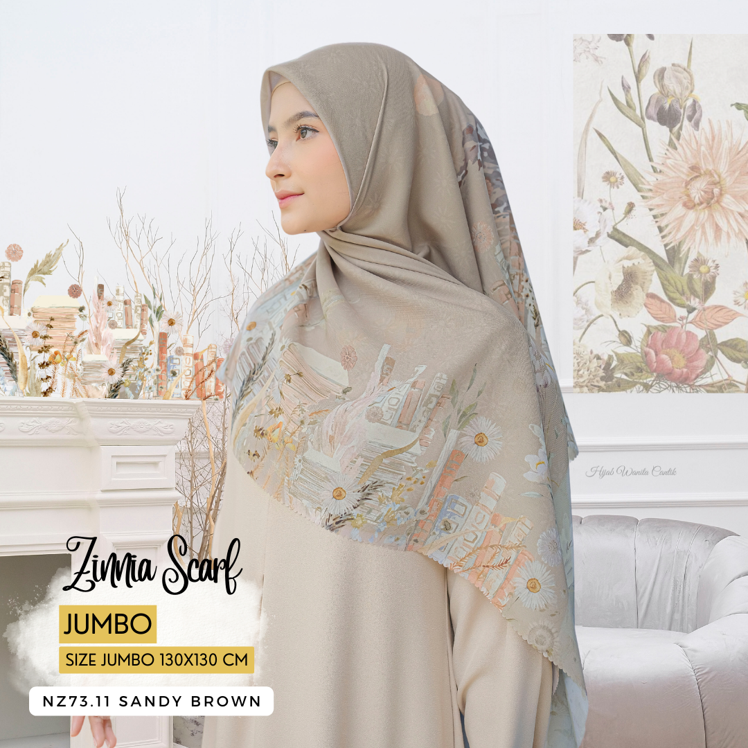 Zinnia - Scarf Square Premium Polycotton XL - Sandy Brown - NZ73.11