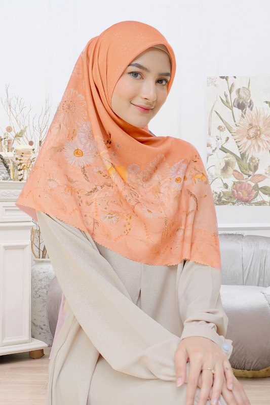 Zinnia JUMBO- Scarf Square Premium Polycotton XL | Terra Peach - NZ73.12