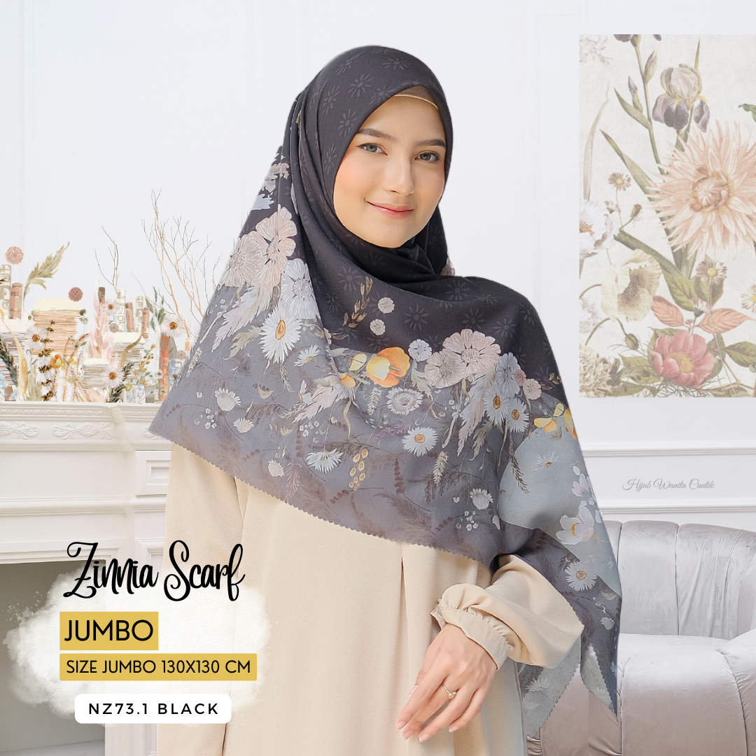 Zinnia - Scarf Square Premium Polycotton XL - Black - NZ73.1