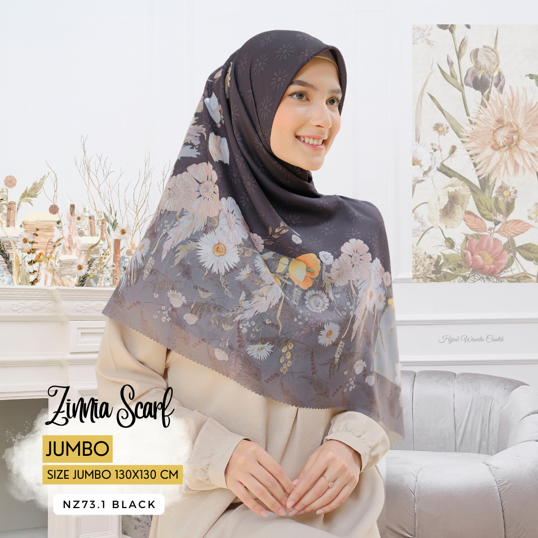 Zinnia - Scarf Square Premium Polycotton XL - Black - NZ73.1