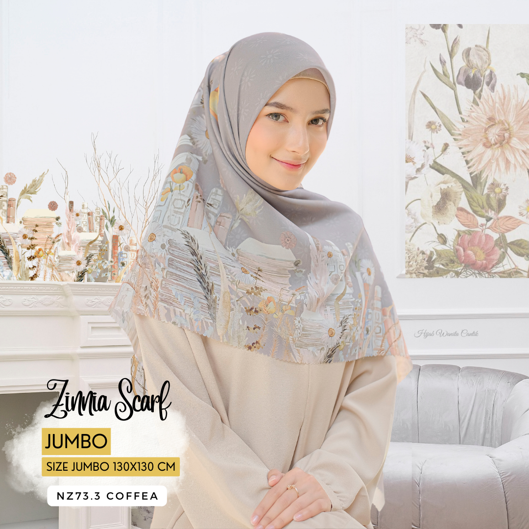 Zinnia - Scarf Square Premium Polycotton XL - Coffea - NZ73.3