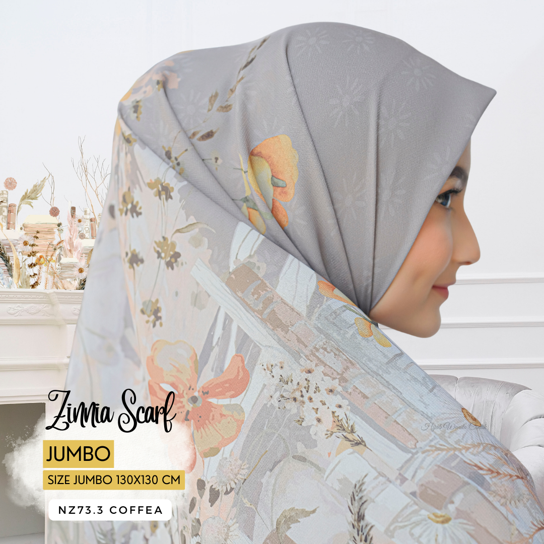 Zinnia - Scarf Square Premium Polycotton XL - Coffea - NZ73.3