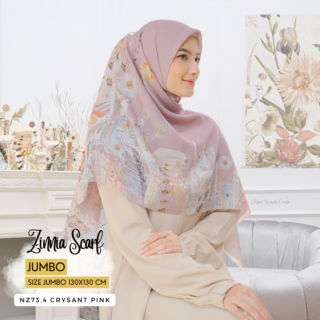 Zinnia - Scarf Square Premium Polycotton XL - Crysant Pink - NZ73.4