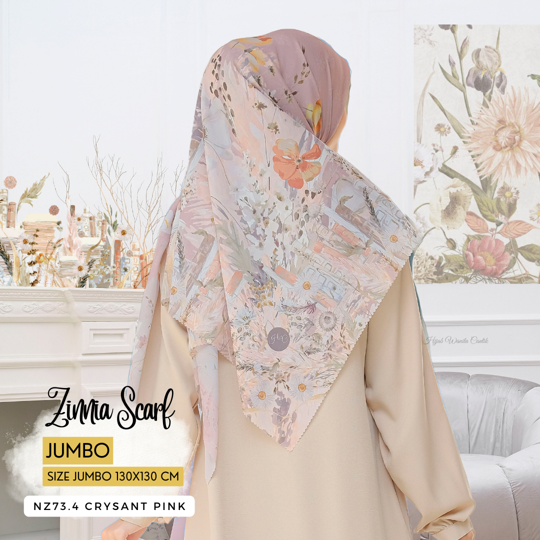 Zinnia - Scarf Square Premium Polycotton XL - Crysant Pink - NZ73.4