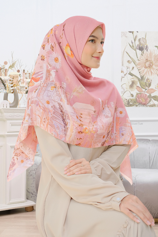 Zinnia JUMBO - Scarf Square Premium Polycotton XL | Crysant Pink - NZ73.4