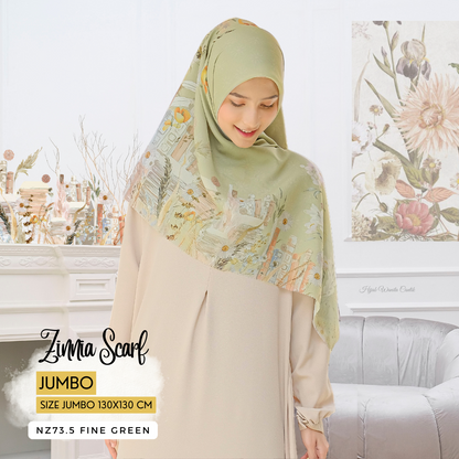 Zinnia JUMBO - Scarf Square Premium Polycotton XL | Fine Green - NZ73.5