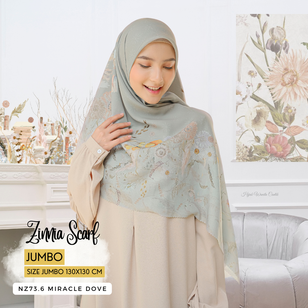 Zinnia - Scarf Square Premium Polycotton XL - Miracle Dove - NZ73.6