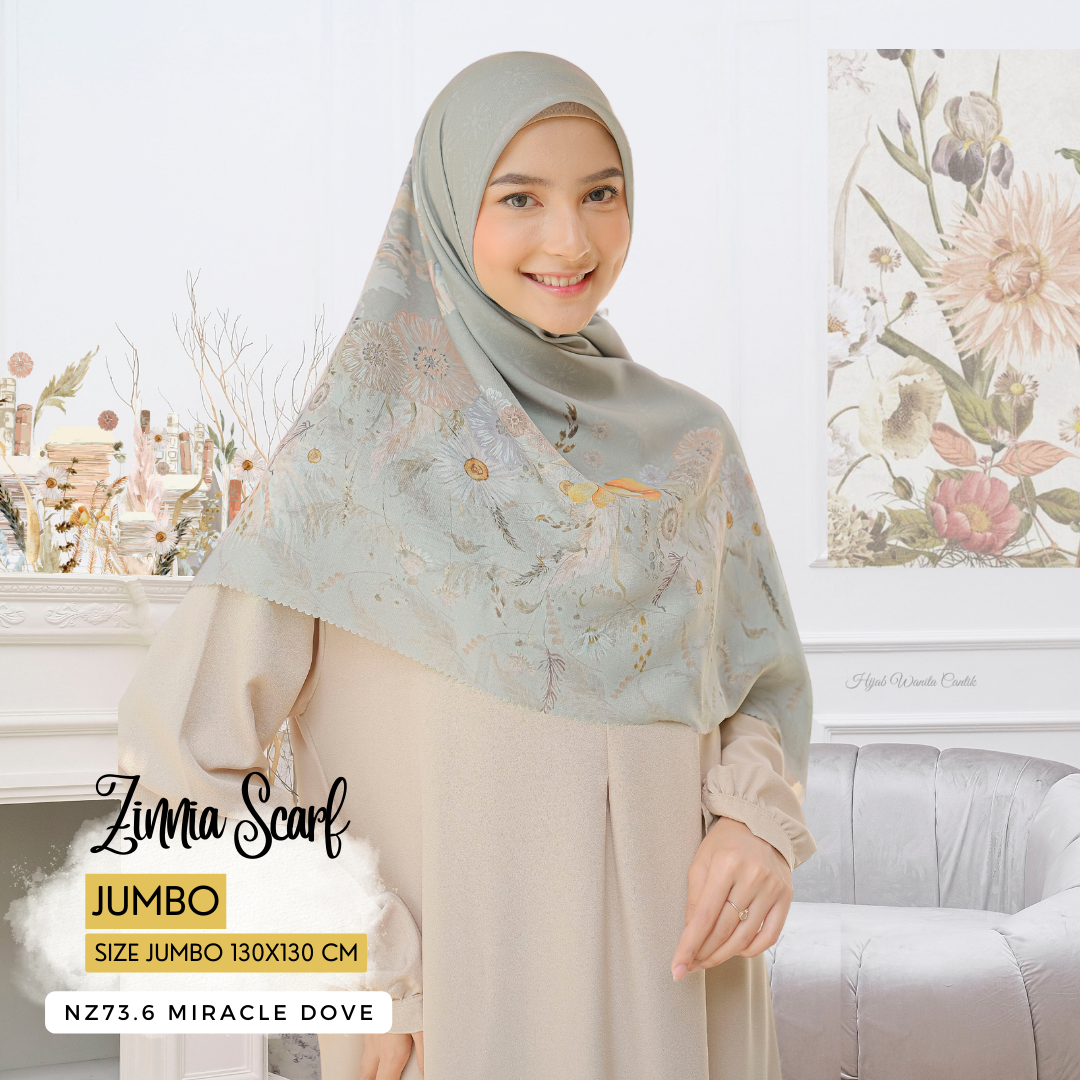 Zinnia - Scarf Square Premium Polycotton XL - Miracle Dove - NZ73.6