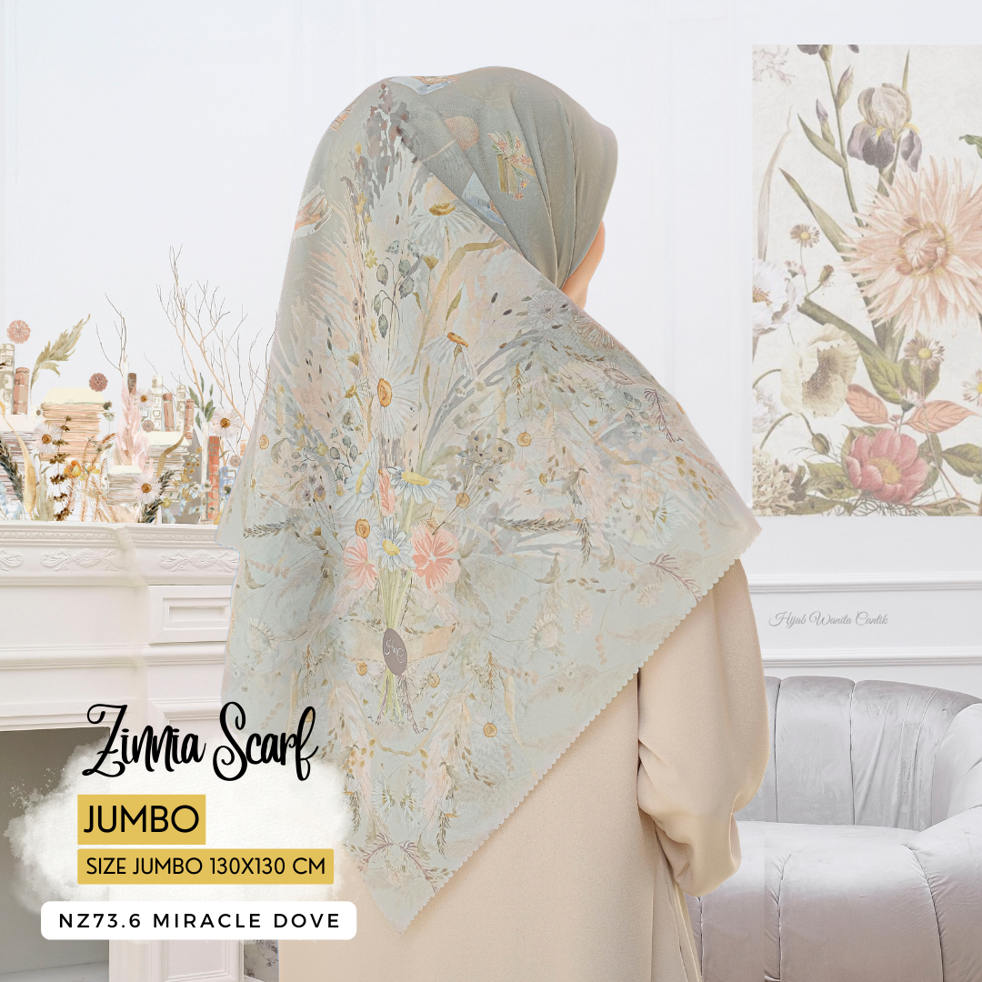 Zinnia - Scarf Square Premium Polycotton XL - Miracle Dove - NZ73.6