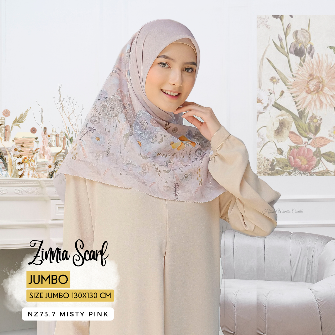 Zinnia - Scarf Square Premium Polycotton XL - Misty Pink - NZ73.7