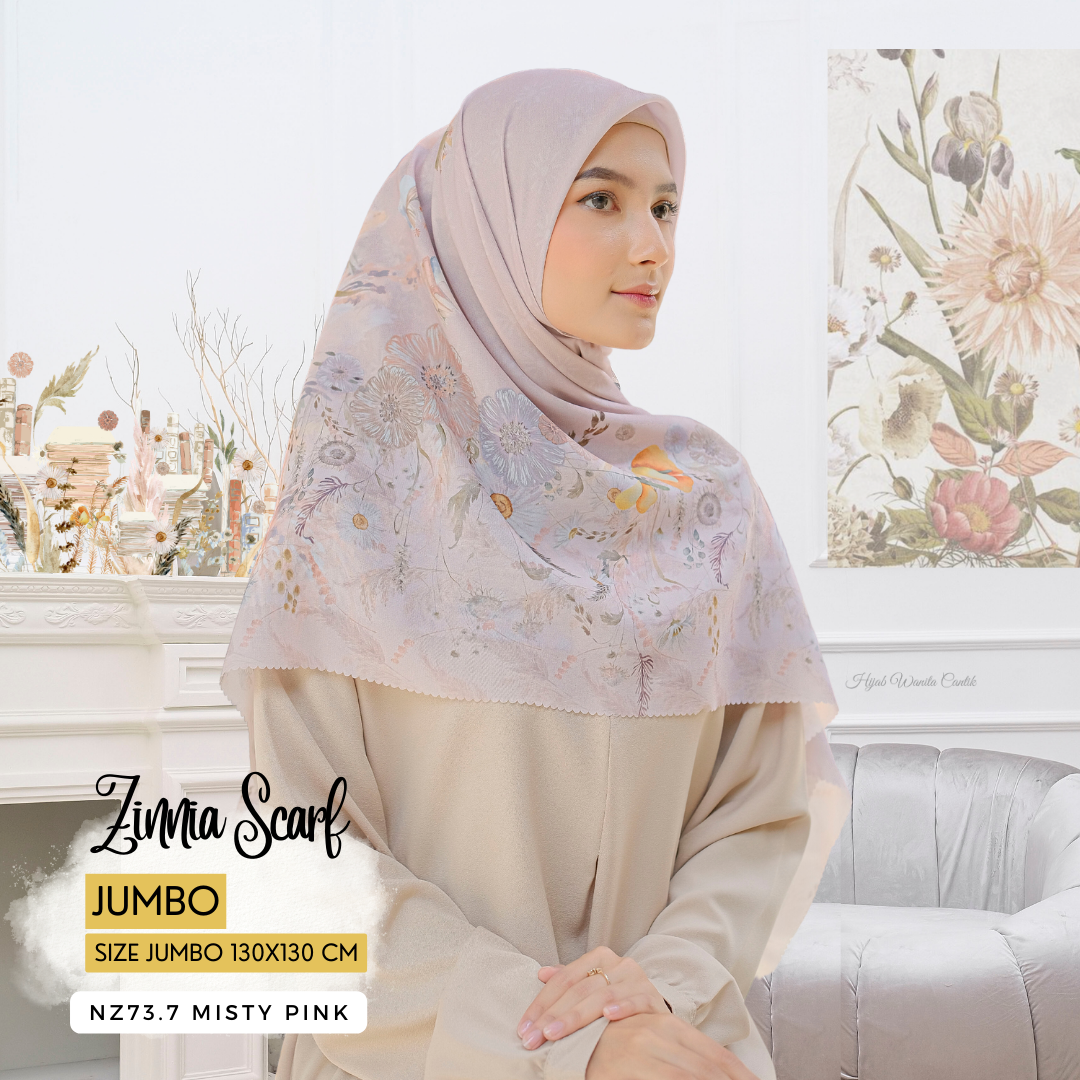 Zinnia - Scarf Square Premium Polycotton XL - Misty Pink - NZ73.7