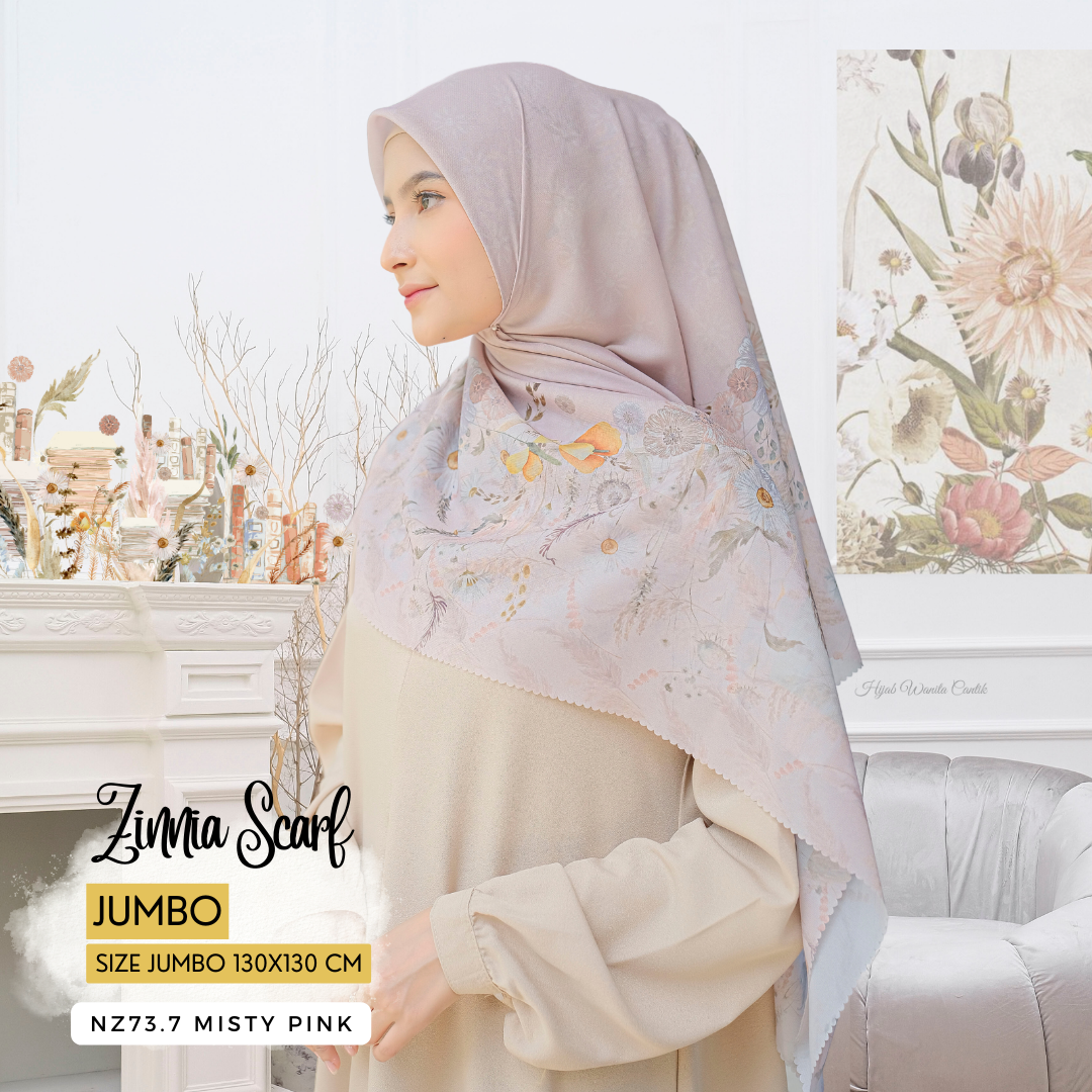 Zinnia - Scarf Square Premium Polycotton XL - Misty Pink - NZ73.7