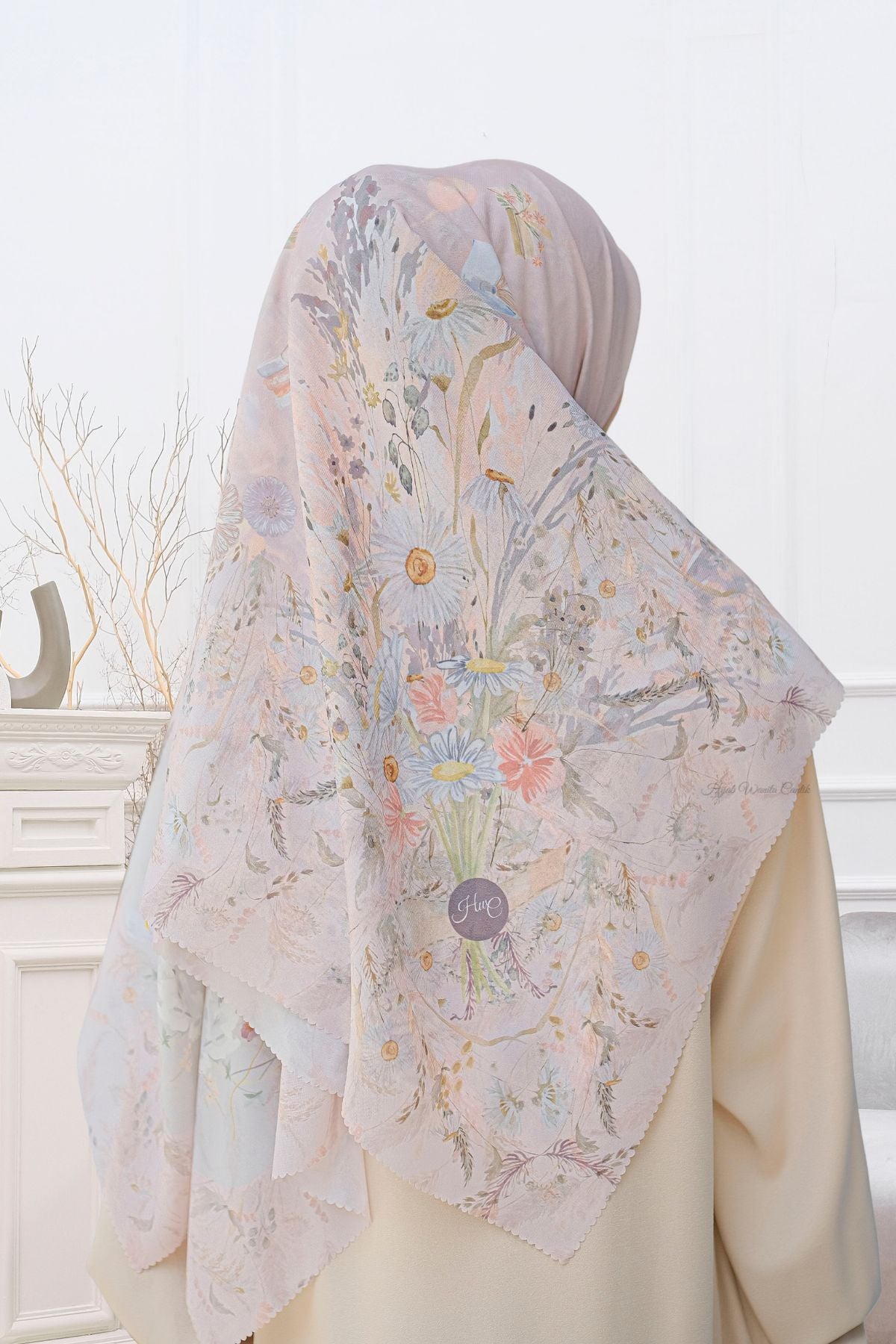 Zinnia JUMBO - Scarf Square Premium Polycotton XL | Misty Pink - NZ73.7