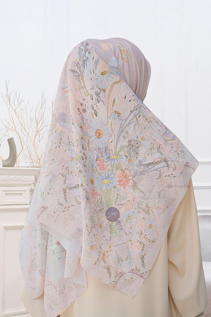 Zinnia JUMBO - Scarf Square Premium Polycotton XL | Misty Pink - NZ73.7