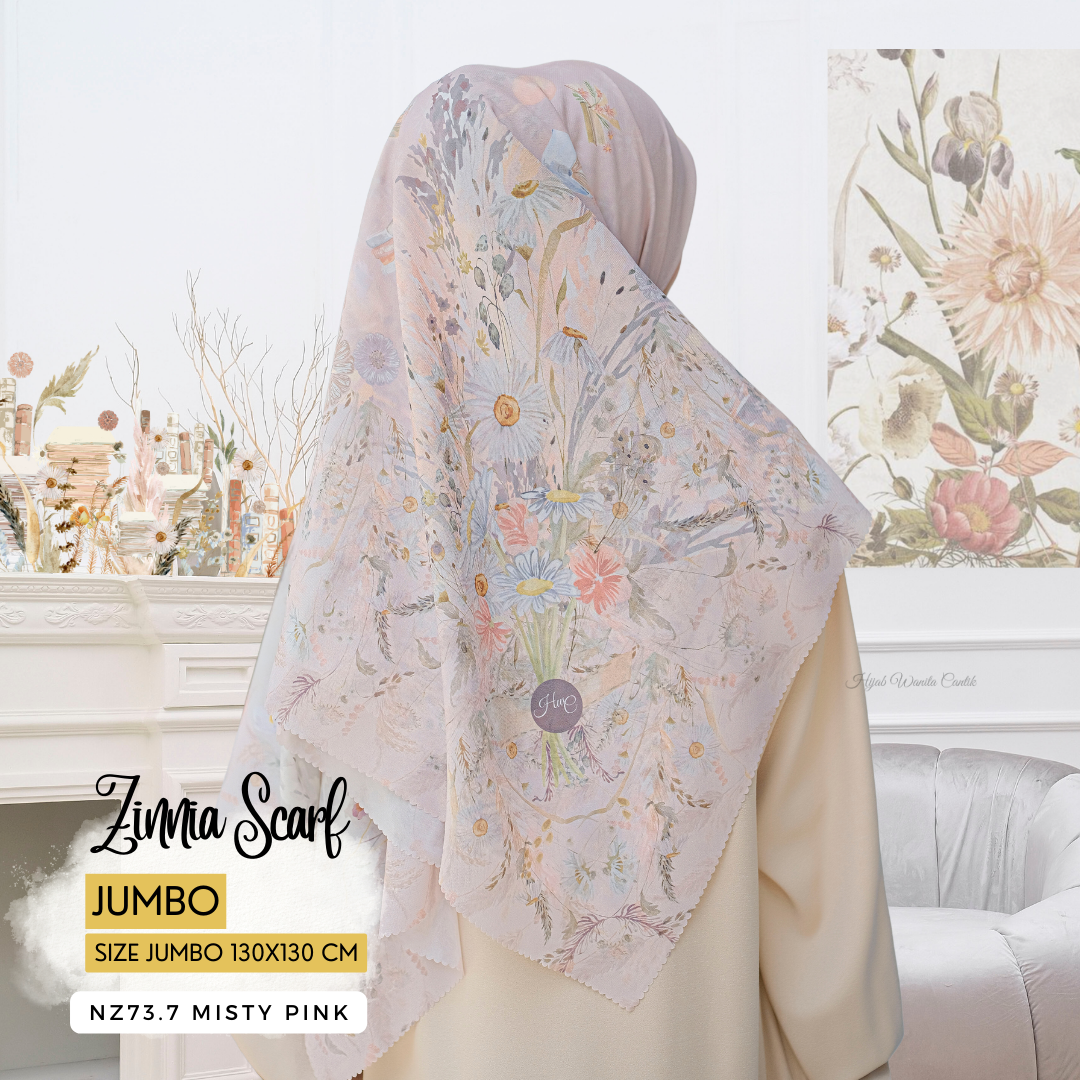 Zinnia - Scarf Square Premium Polycotton XL - Misty Pink - NZ73.7