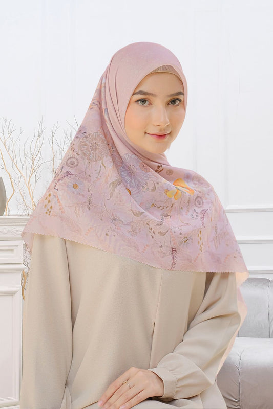 Zinnia JUMBO - Scarf Square Premium Polycotton XL | Misty Pink - NZ73.7