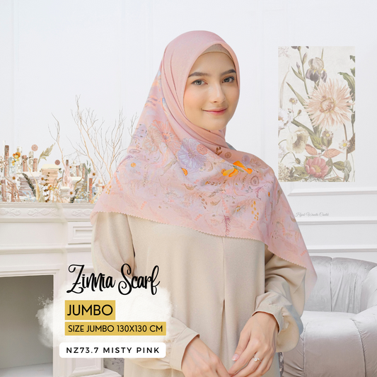Zinnia JUMBO - Scarf Square Premium Polycotton XL | Misty Pink - NZ73.7