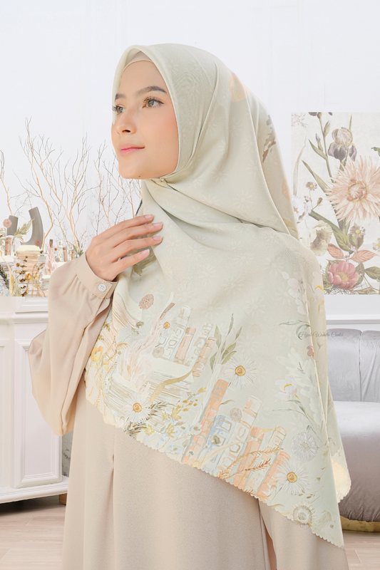 Zinnia JUMBO - Scarf Square Premium Polycotton XL | Morning Cream - NZ73.8