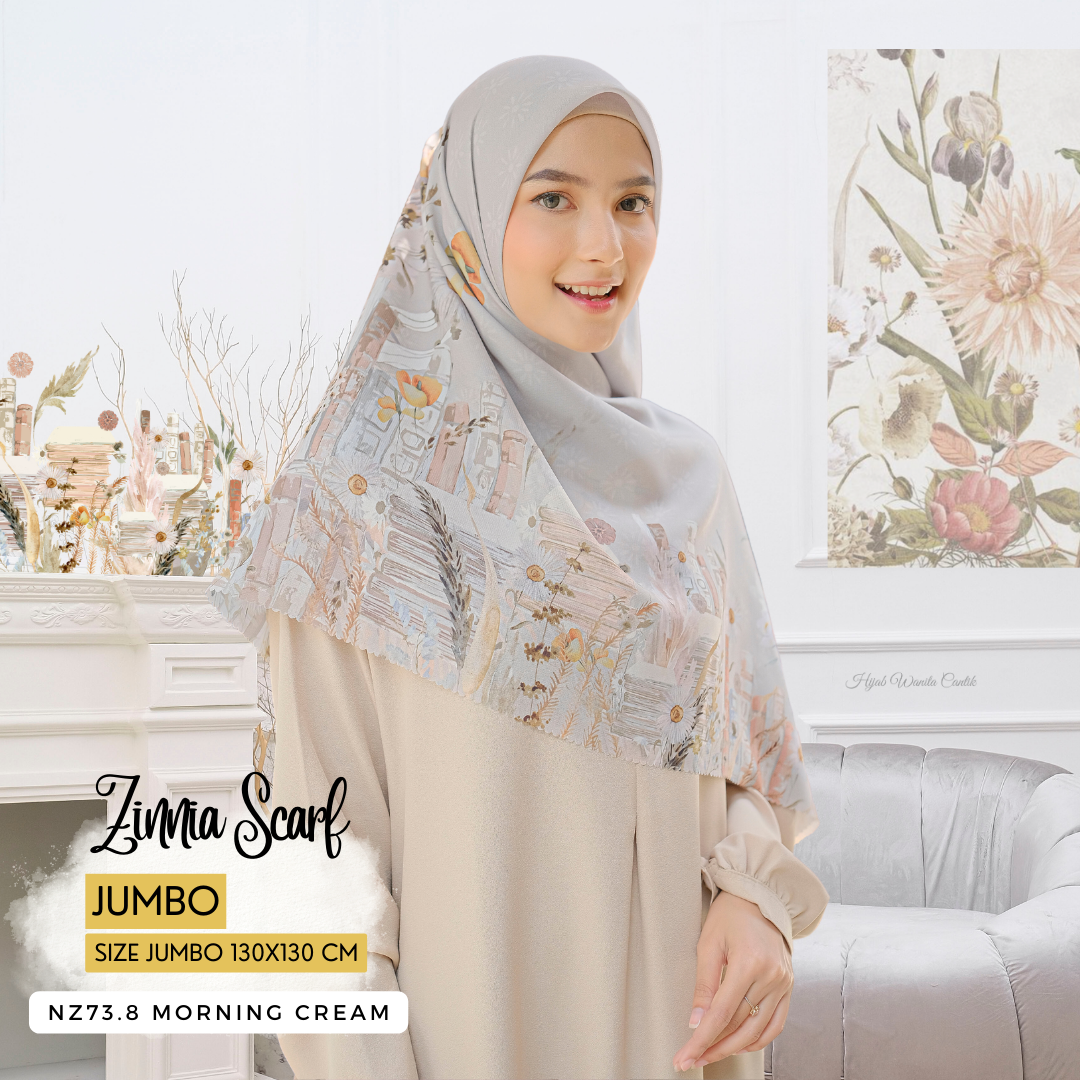 Zinnia - Scarf Square Premium Polycotton XL - Morning Cream - NZ73.8