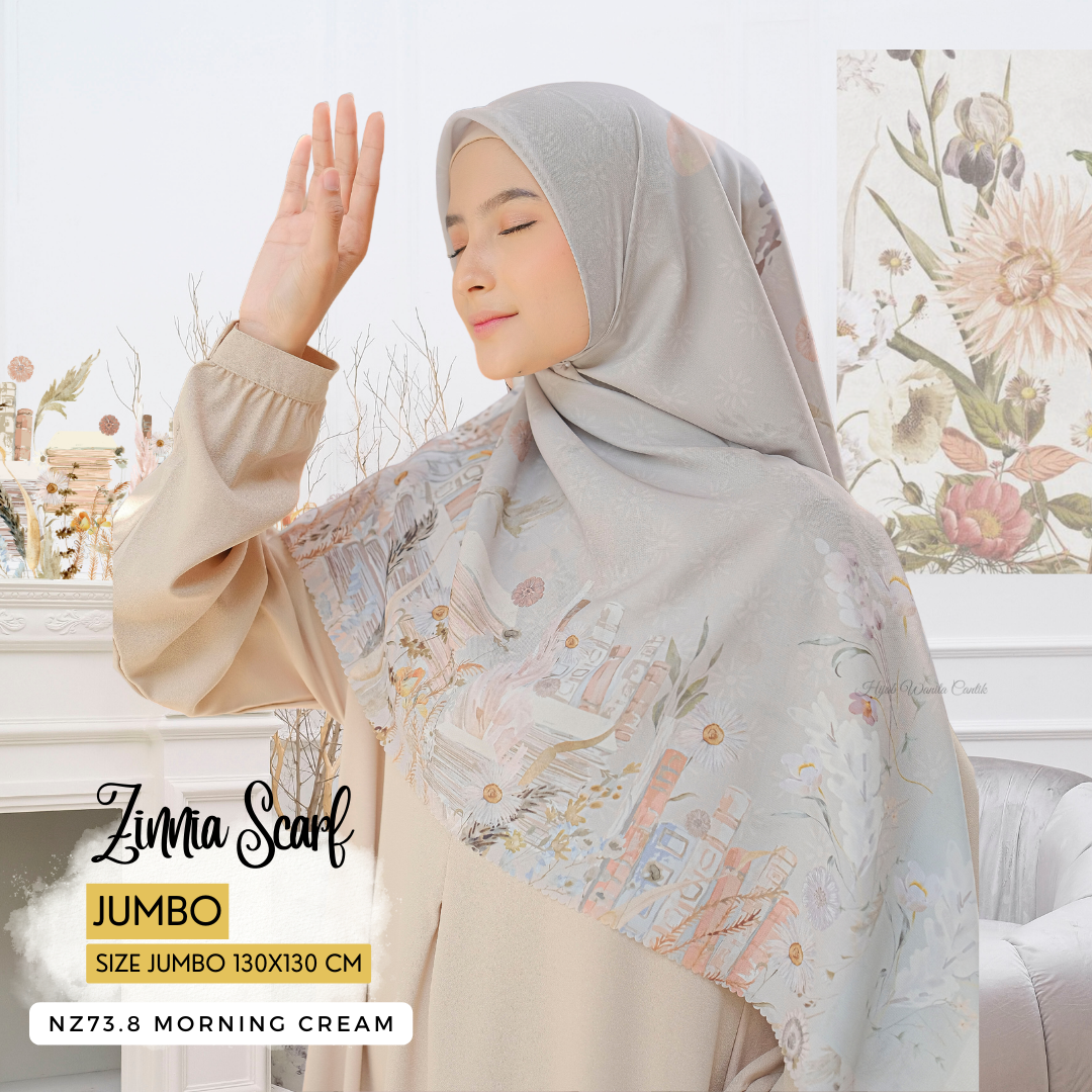 Zinnia - Scarf Square Premium Polycotton XL - Morning Cream - NZ73.8