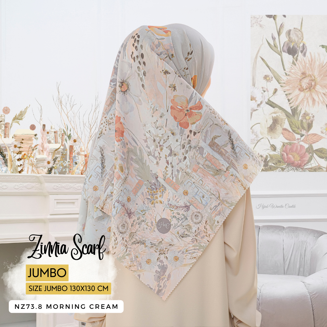 Zinnia - Scarf Square Premium Polycotton XL - Morning Cream - NZ73.8